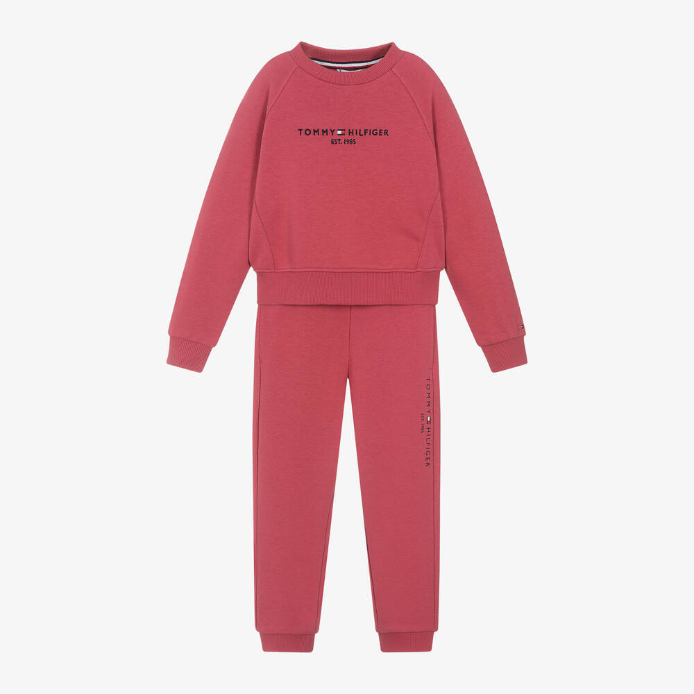 Tommy Hilfiger - Girls Pink Cotton Tracksuit | Childrensalon