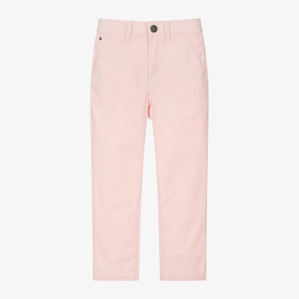 Tommy Hilfiger - Girls Pink Cotton Wide Leg Chino Trousers | Childrensalon