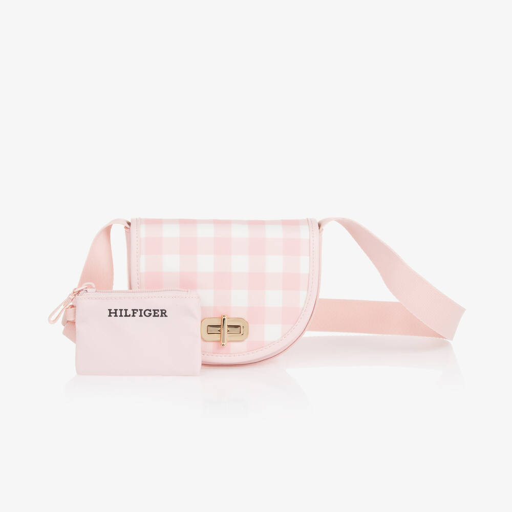 Tommy Hilfiger - Girls Pink Gingham Check Saddle Bag (16cm) | Childrensalon