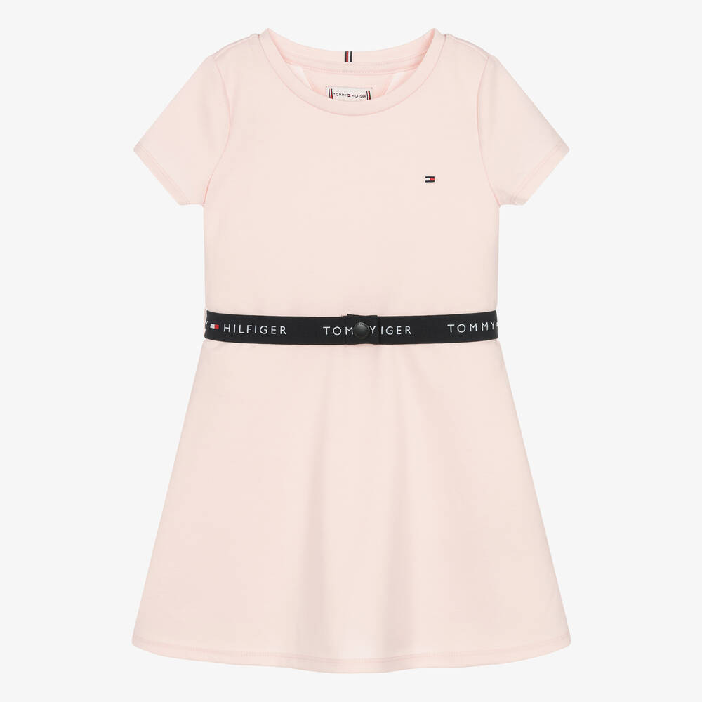 Tommy Hilfiger - Girls Pink Jersey Belted Dress | Childrensalon