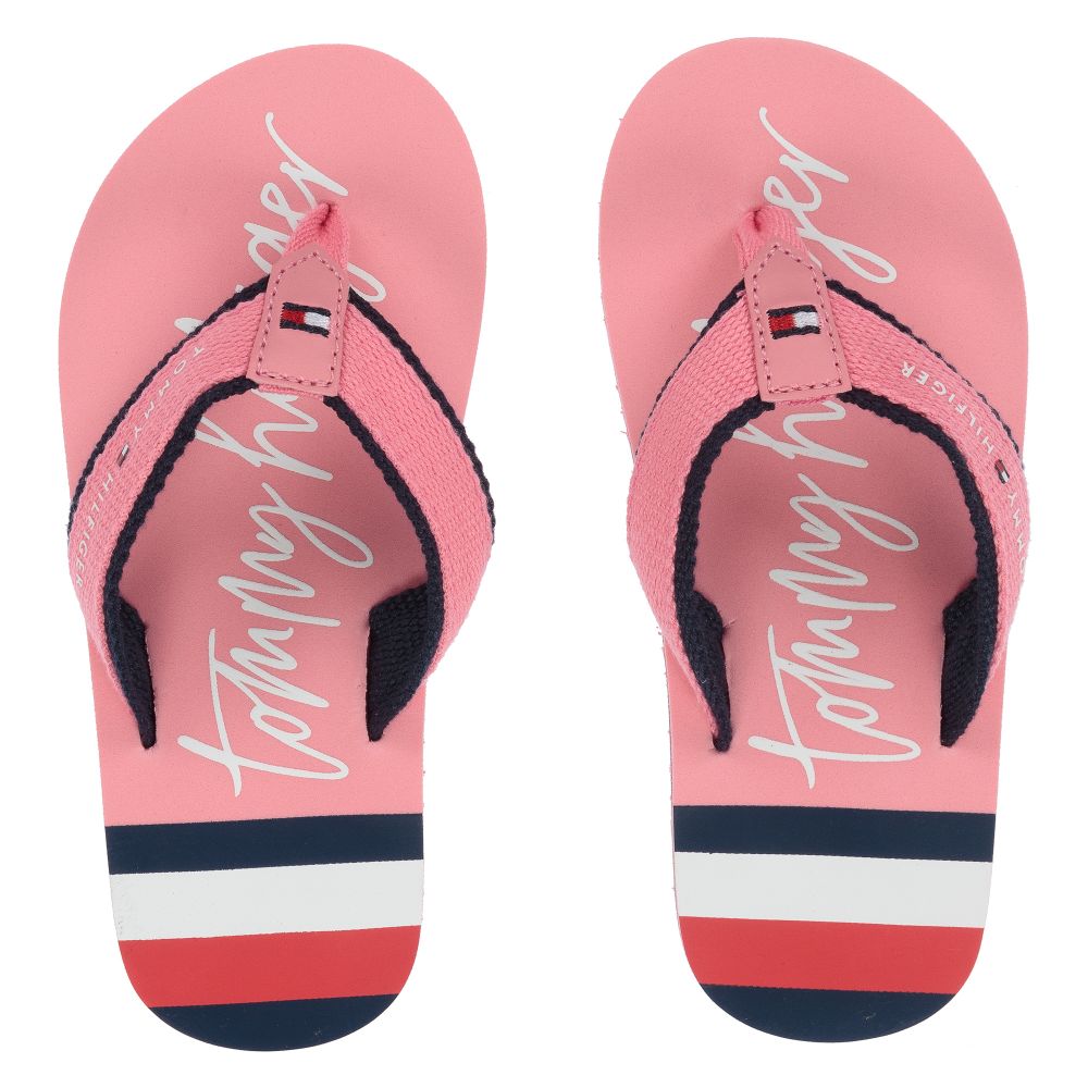 Tommy Hilfiger Kids' Girls Pink Logo Flip Flops