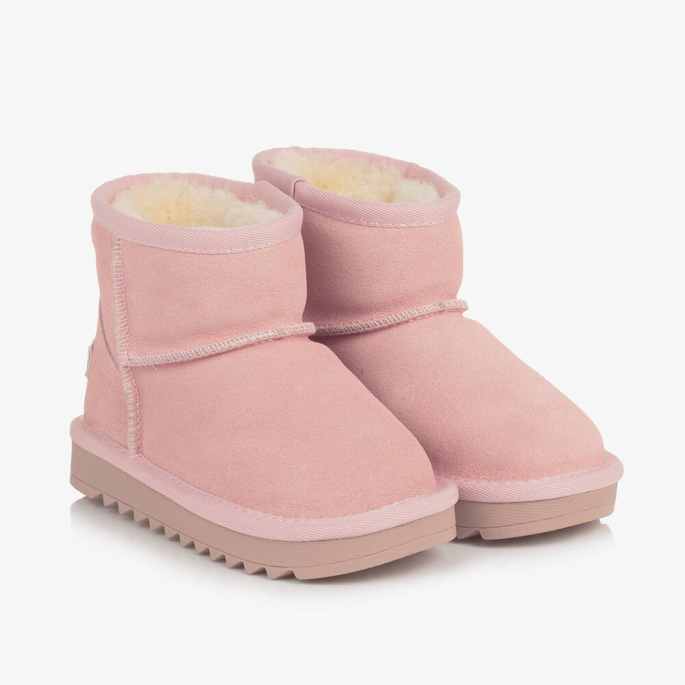 Tommy Hilfiger - Girls Pink Suede Leather Ankle Boots | Childrensalon