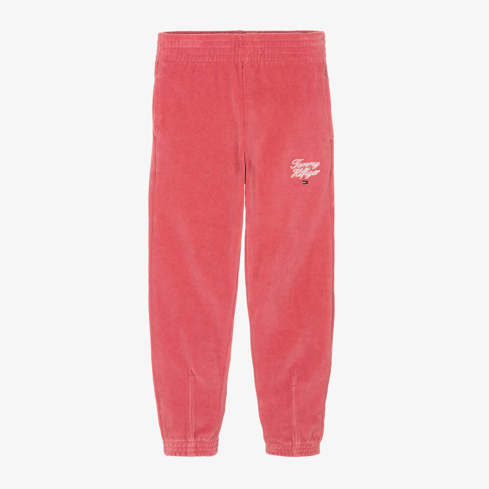 Tommy Hilfiger - Girls Pink Velour Joggers | Childrensalon