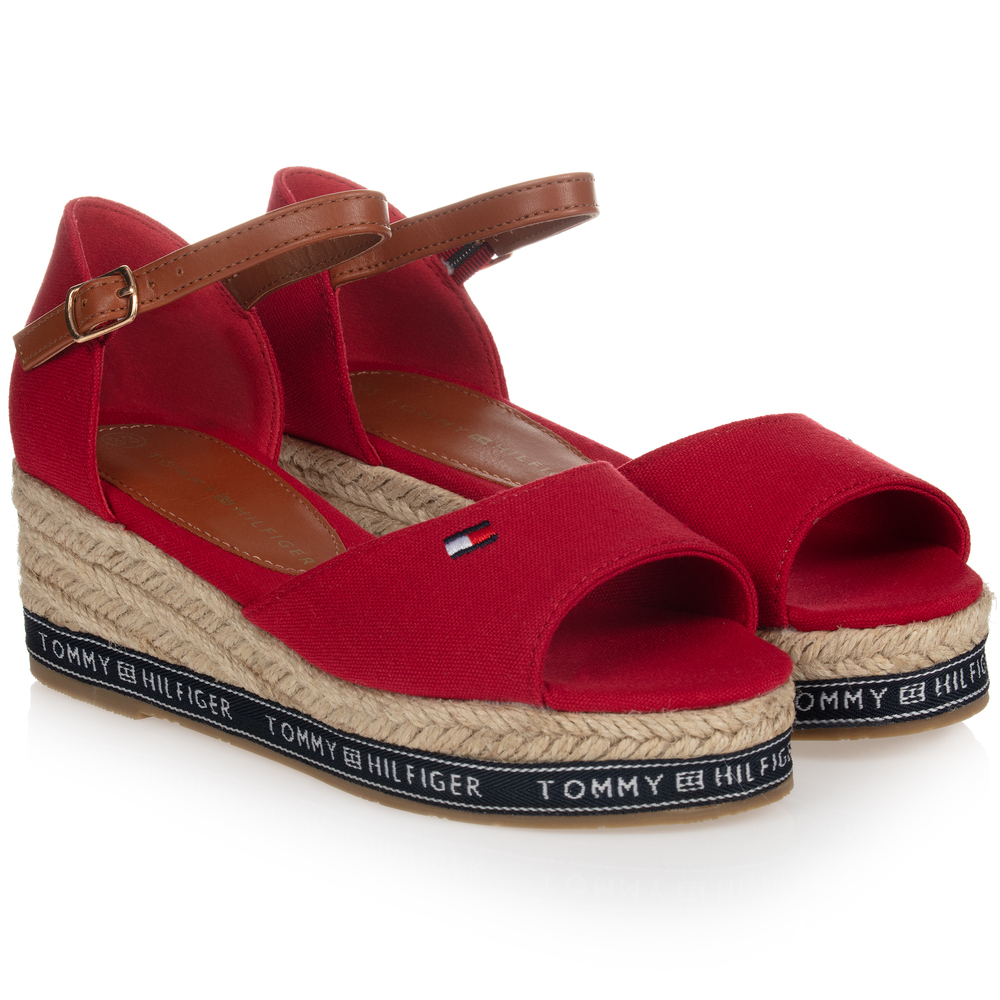 Tommy Hilfiger Kids' Girls Red Wedge Sandals