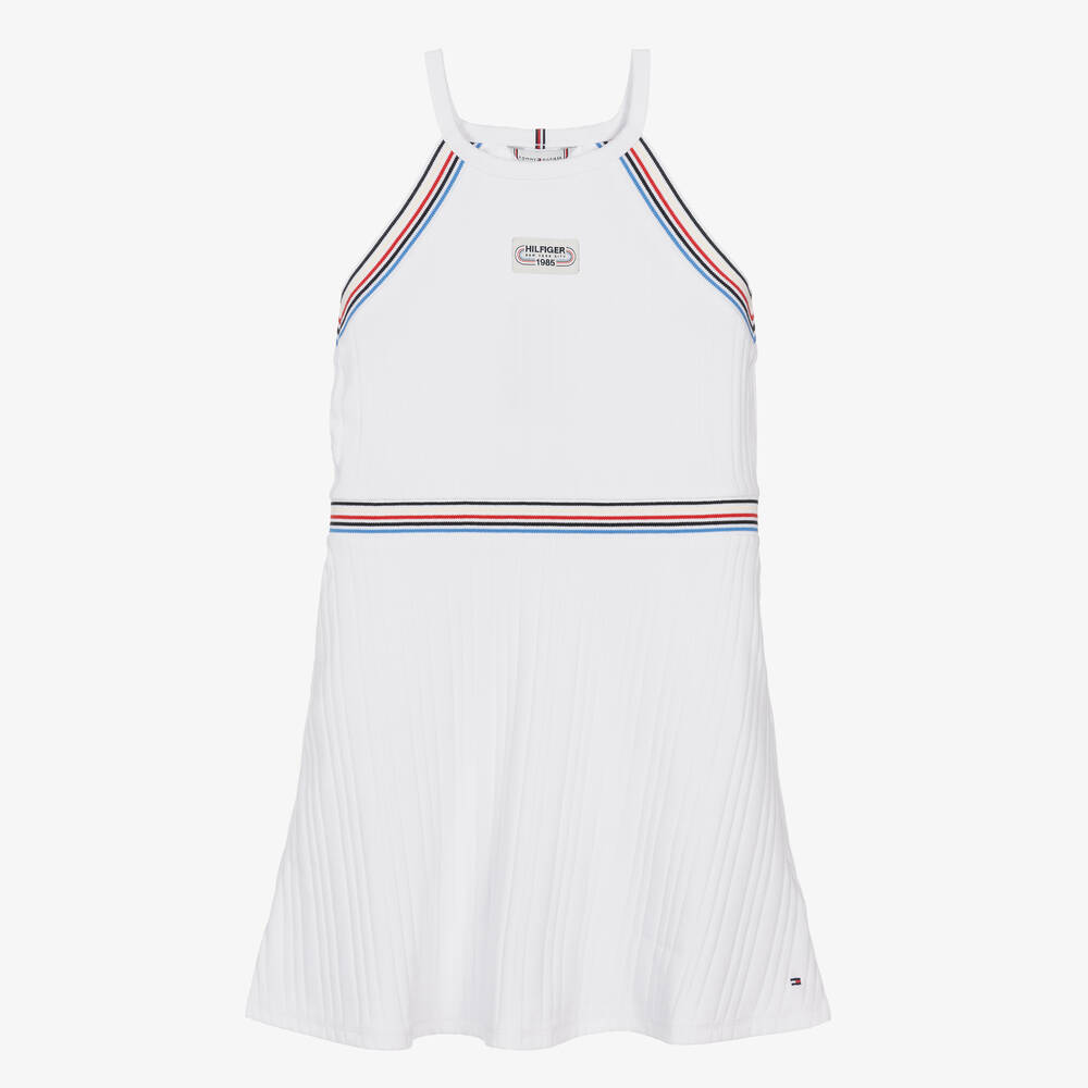 Tommy Hilfiger -  فستان رياضي قطن جيرسي لون أبيض | Childrensalon