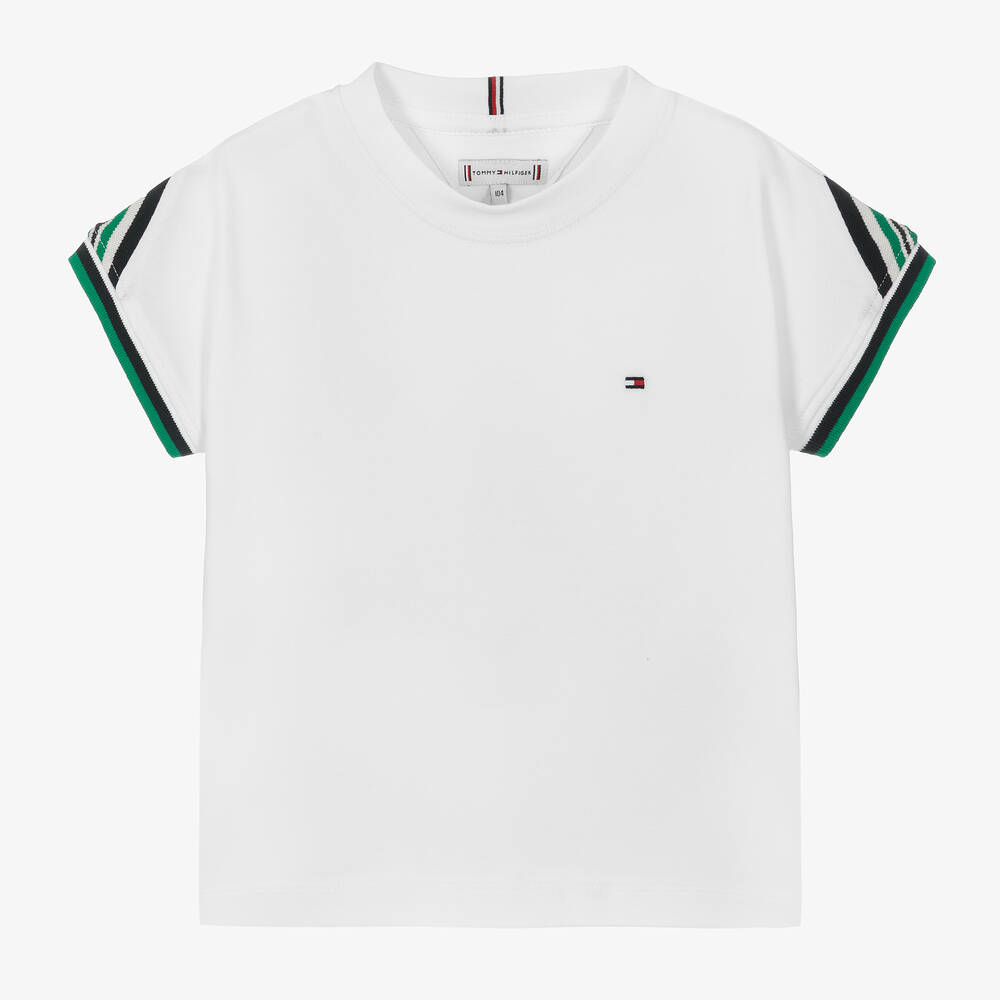 Tommy Hilfiger - Girls White Cotton T-Shirt | Childrensalon