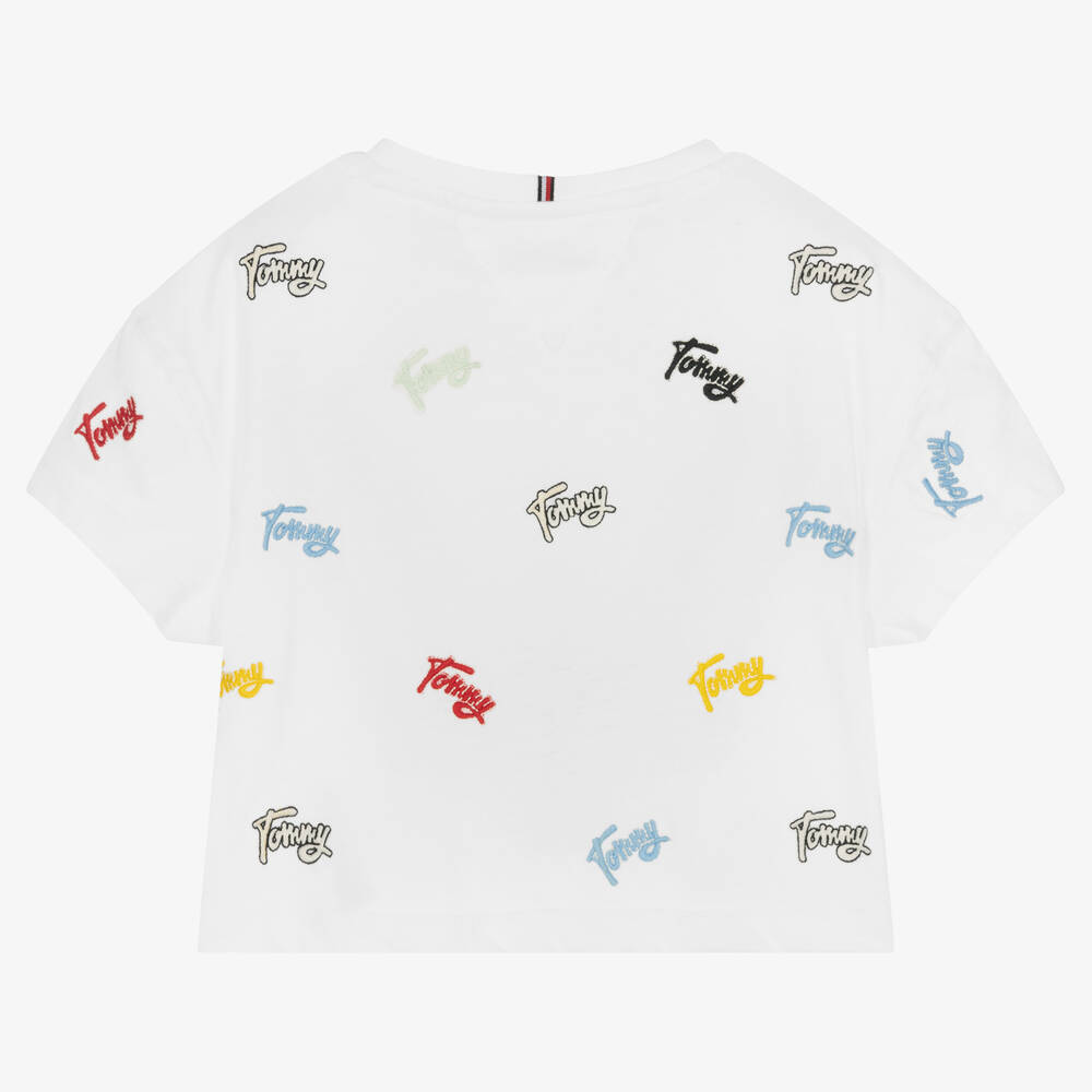 Tommy Hilfiger Girls Embroidered Logo T-Shirt | Childrensalon
