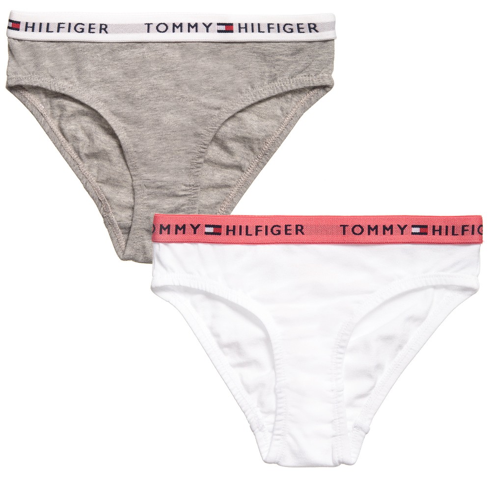 Tommy Hilfiger - Girls White & Grey Cotton Bikini Briefs (Pack of