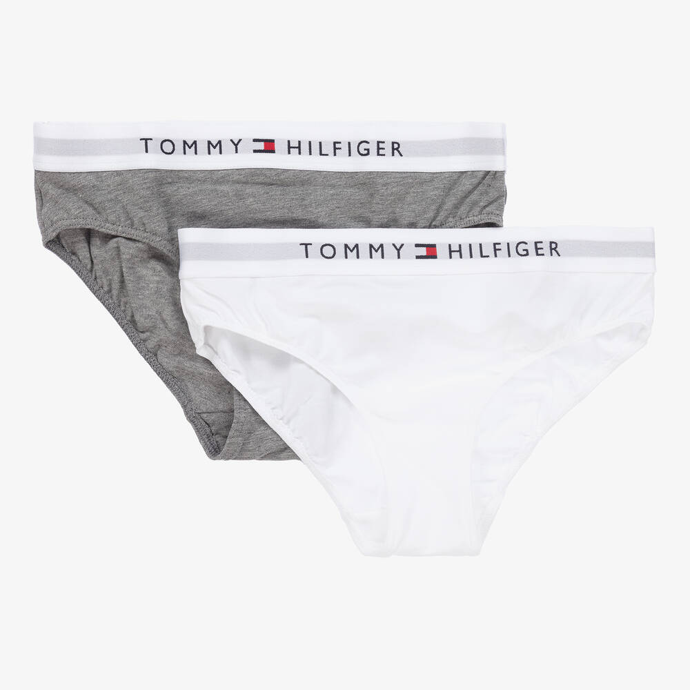 Tommy Hilfiger - 2 Baumwollunterhosen in Weiß & Grau | Childrensalon