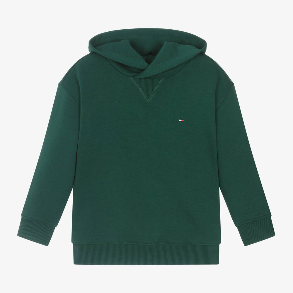 Tommy Hilfiger - Green Cotton Flag Hoodie | Childrensalon