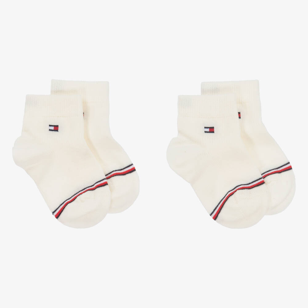 Tommy Hilfiger Babies' Ivory Cotton Ankle Socks (2 Pack)