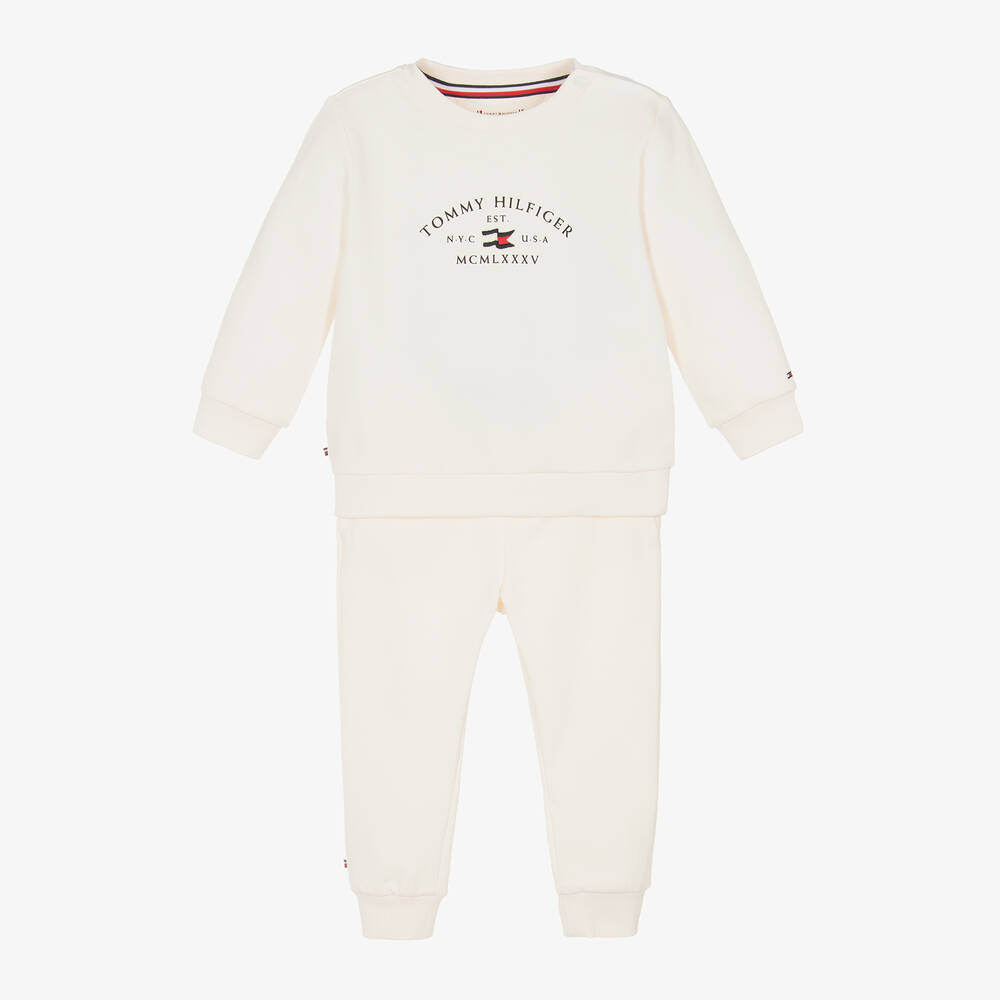 Tommy Hilfiger - Ivory Cotton Baby Tracksuit | Childrensalon