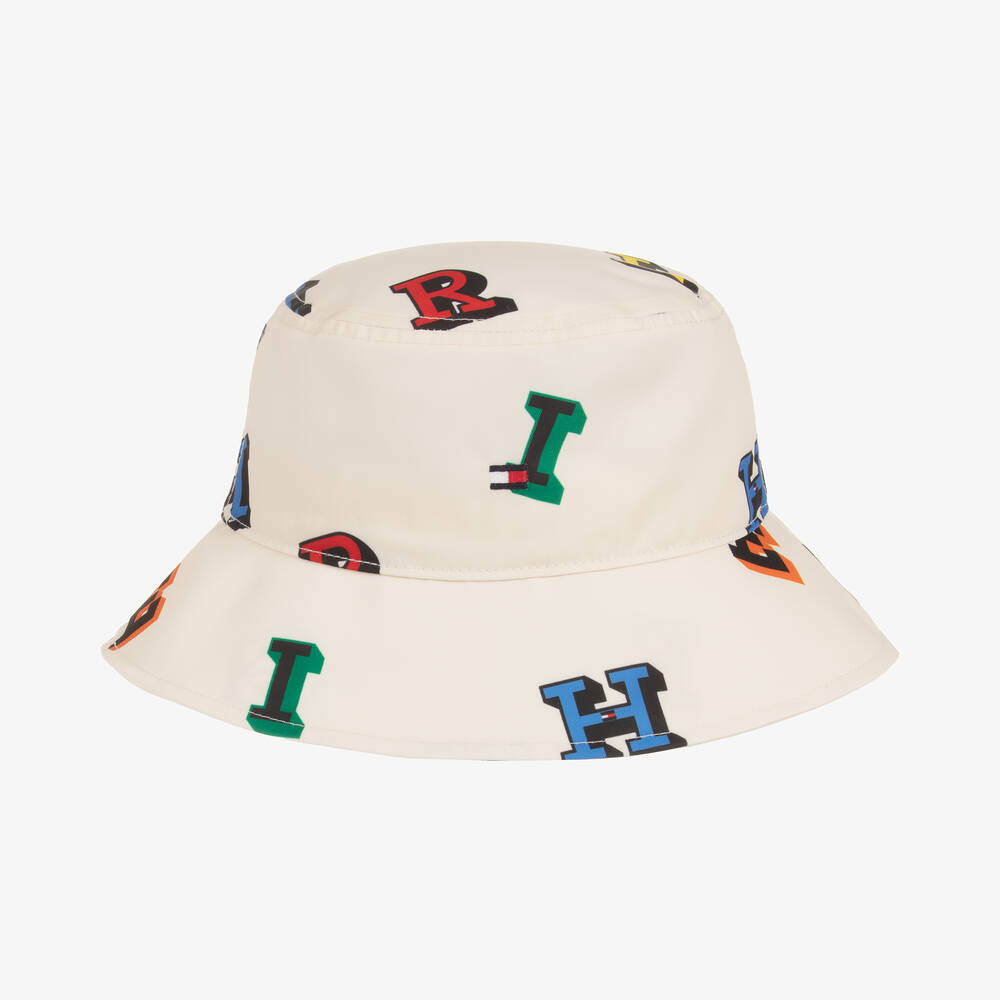 Tommy Hilfiger - قبعة لون عاجي بطبعة حروف ملونة | Childrensalon