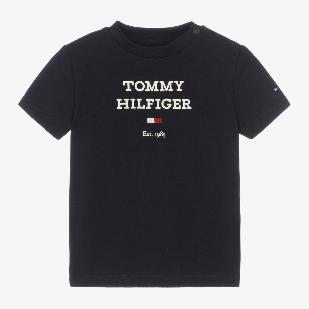 Tommy Hilfiger - Navy Blue Cotton Baby T-Shirt | Childrensalon