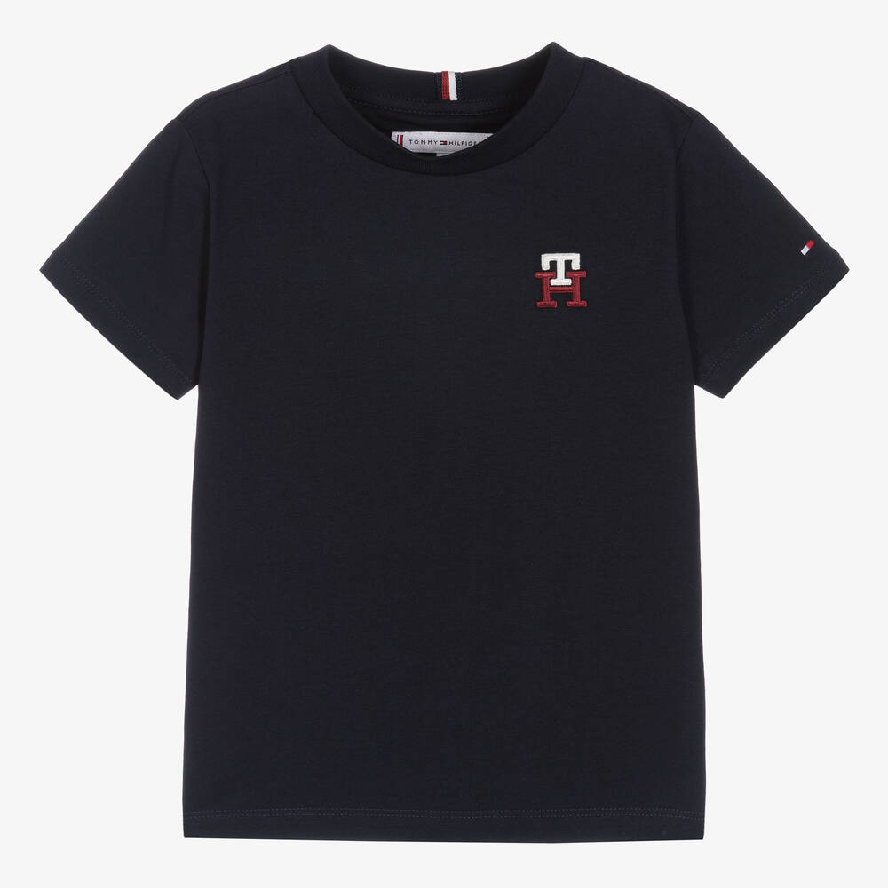 Beurs Schepsel Mededogen Tommy Hilfiger - Navy Blue TH Monogram Logo T-Shirt | Childrensalon