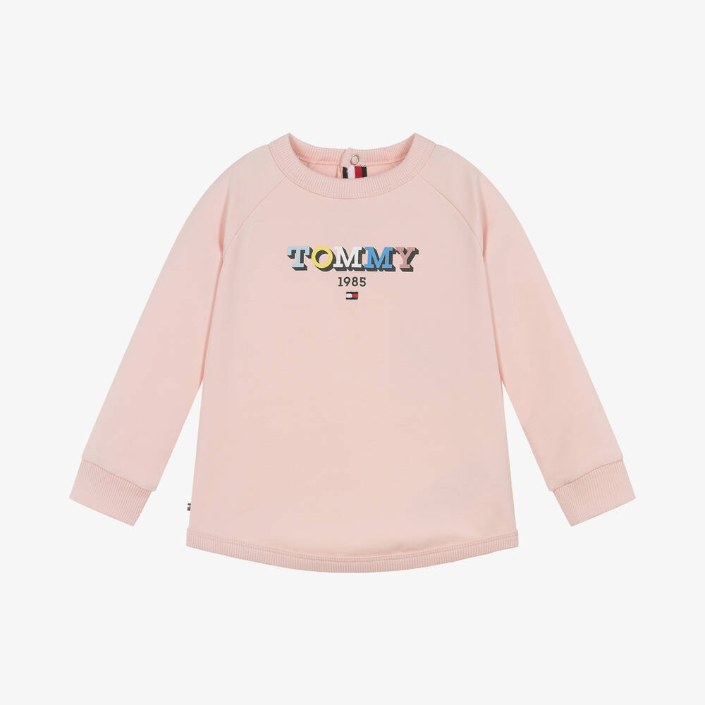 Shop Tommy Hilfiger Girls Pink Organic Cotton Baby Sweatshirt