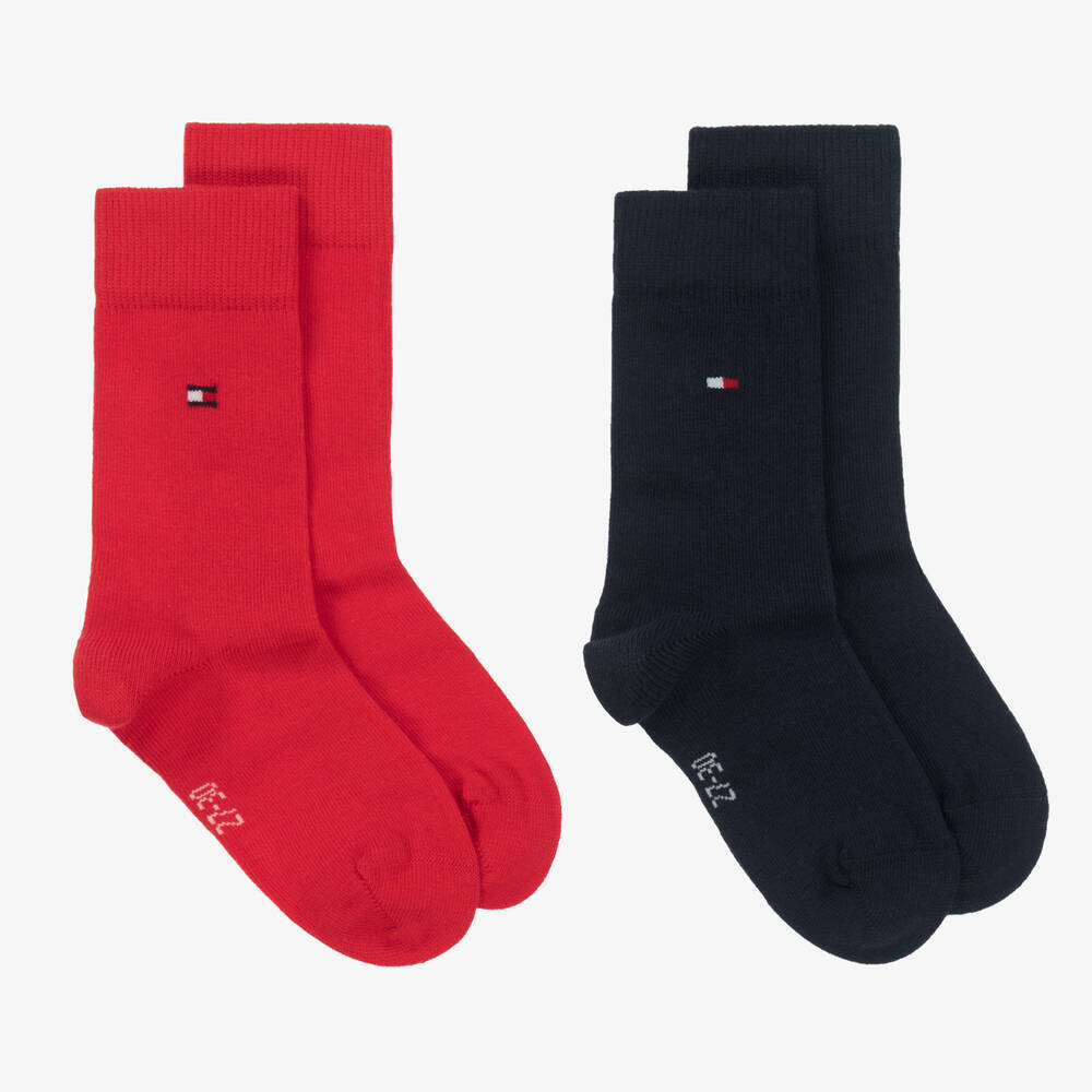 Tommy Hilfiger - Lot de 2 paires de chaussettes rouges et bleues en coton  | Childrensalon