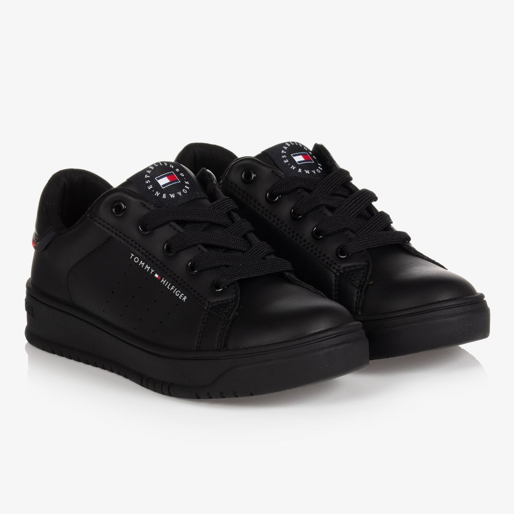 Velo cambiar Mujer Tommy Hilfiger - Teen Black Lace-Up Trainers | Childrensalon