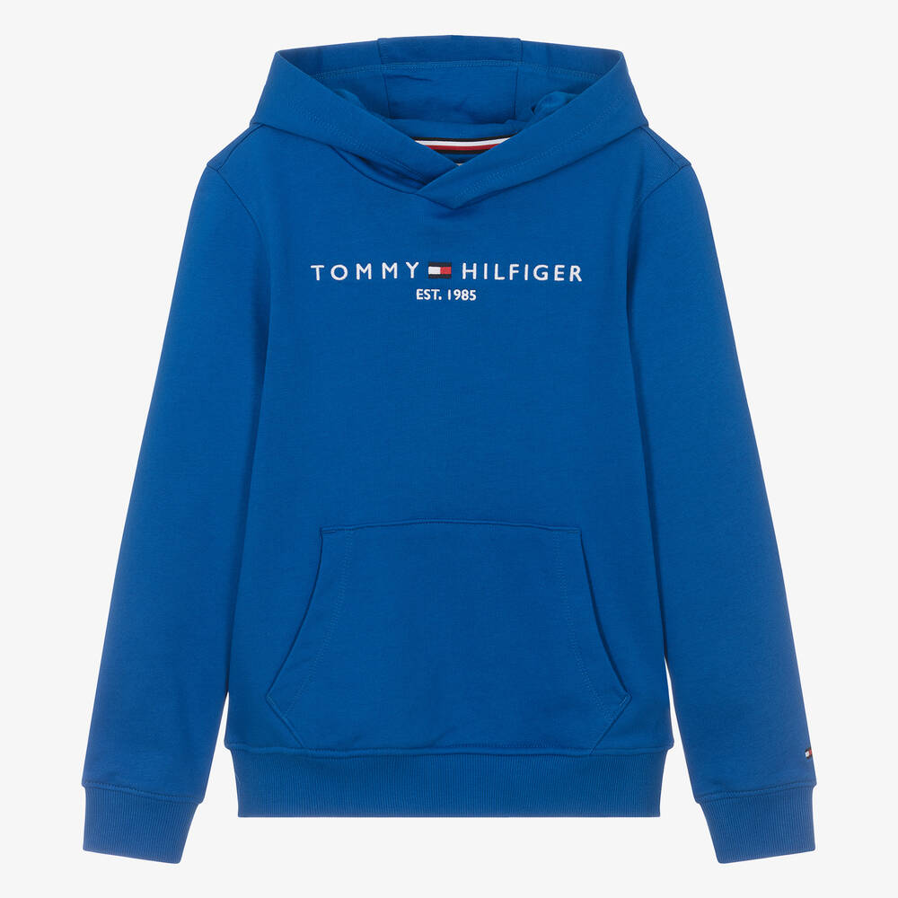 Tommy Hilfiger Teen Blue Cotton Jersey Embroidered Hoodie