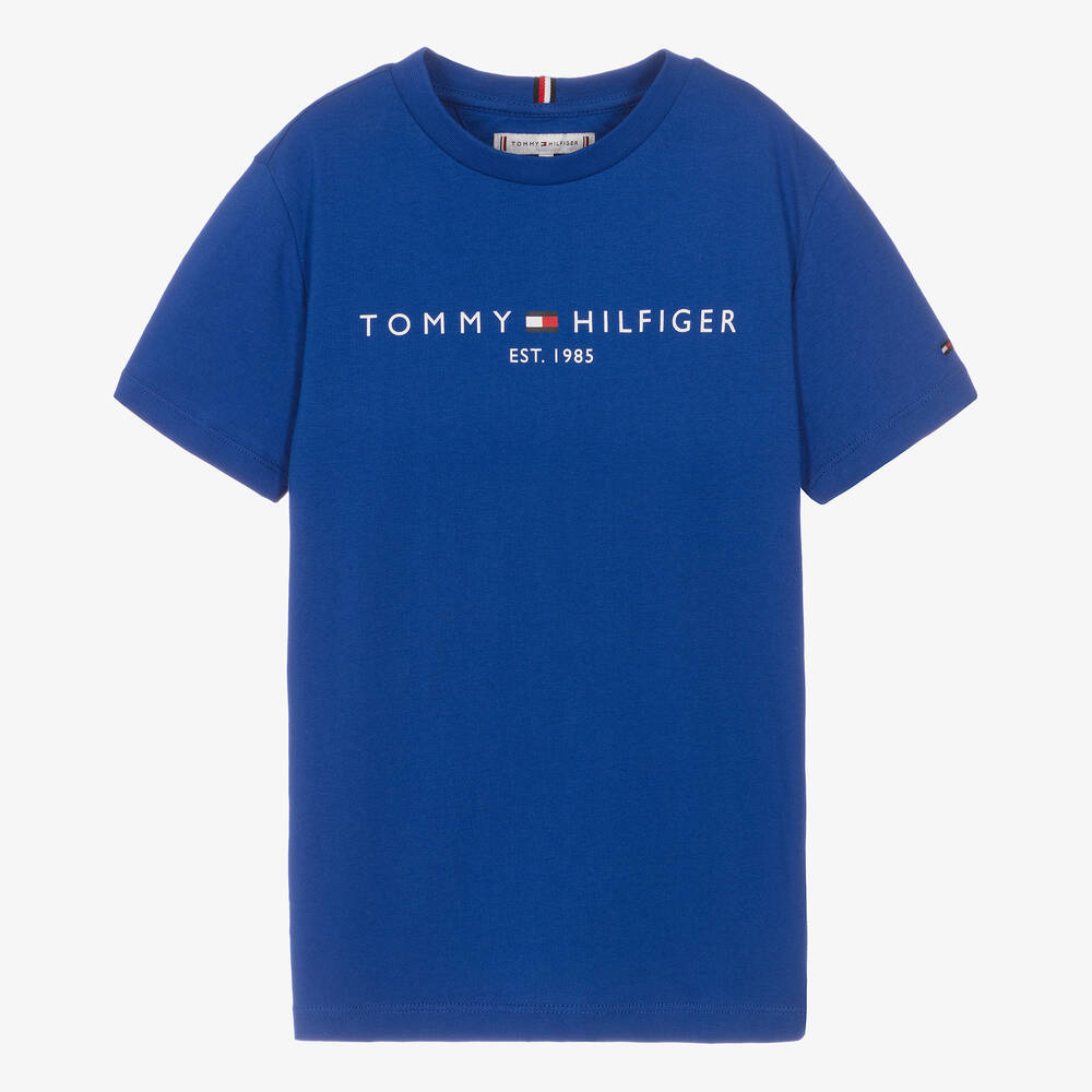 Tommy Hilfiger - T-shirt bleu en jersey de coton ado | Childrensalon