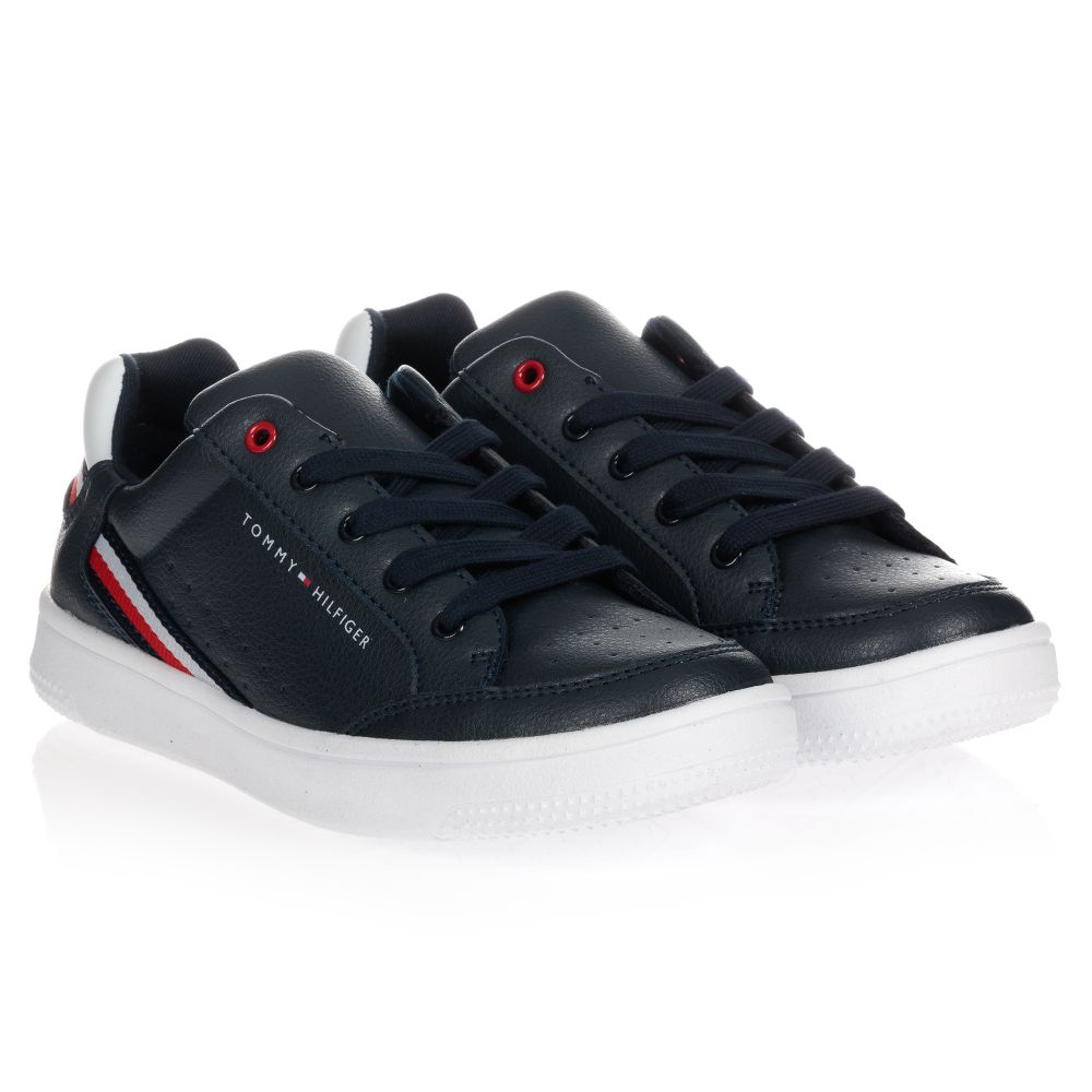 Tommy Hilfiger Teen Blue Logo Trainers In Black