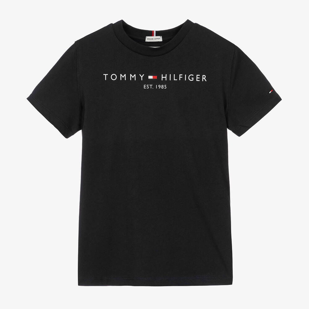 Tommy Hilfiger - Teen Boys Black Cotton Logo T-Shirt | Childrensalon