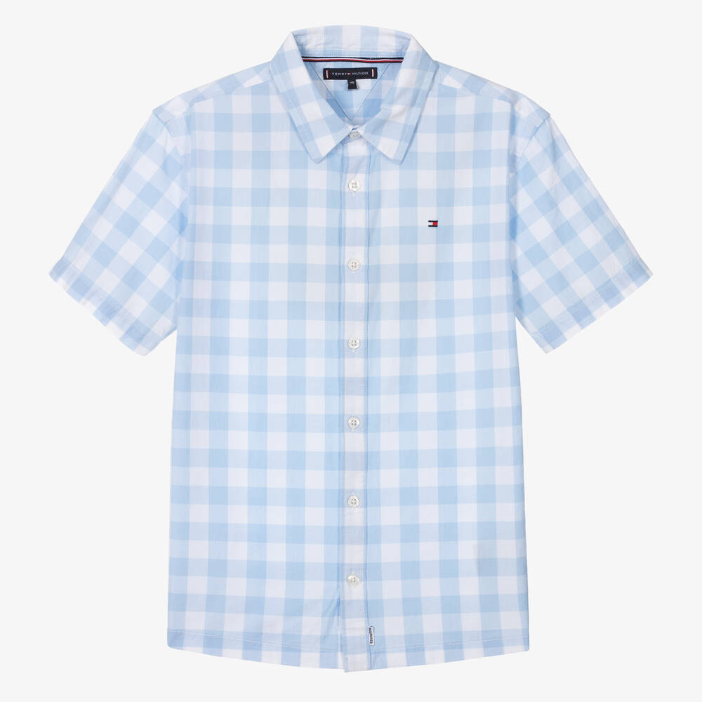 Tommy Hilfiger -  قميص كاروهات قطن لون أزرق للمراهقين | Childrensalon