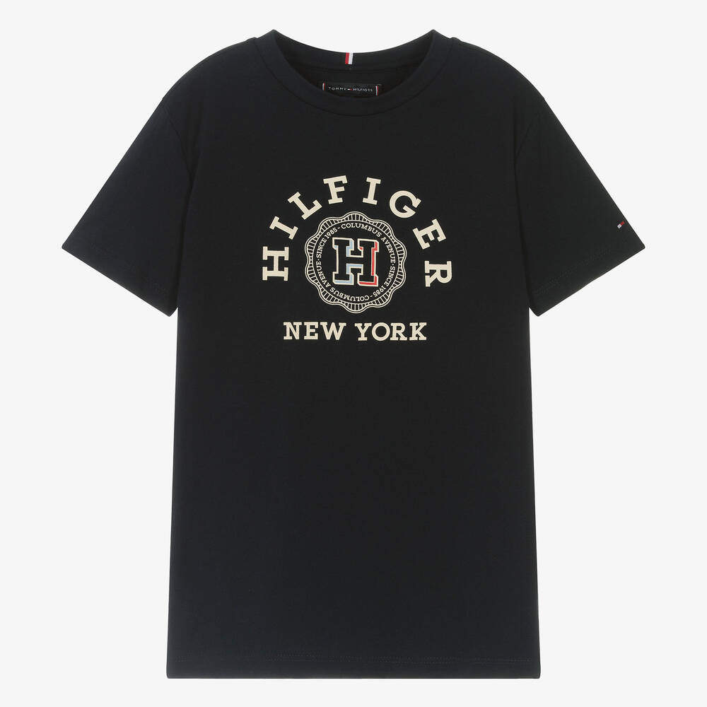 Tommy Hilfiger - Teen Boys Blue Cotton Monotype Logo T-Shirt | Childrensalon