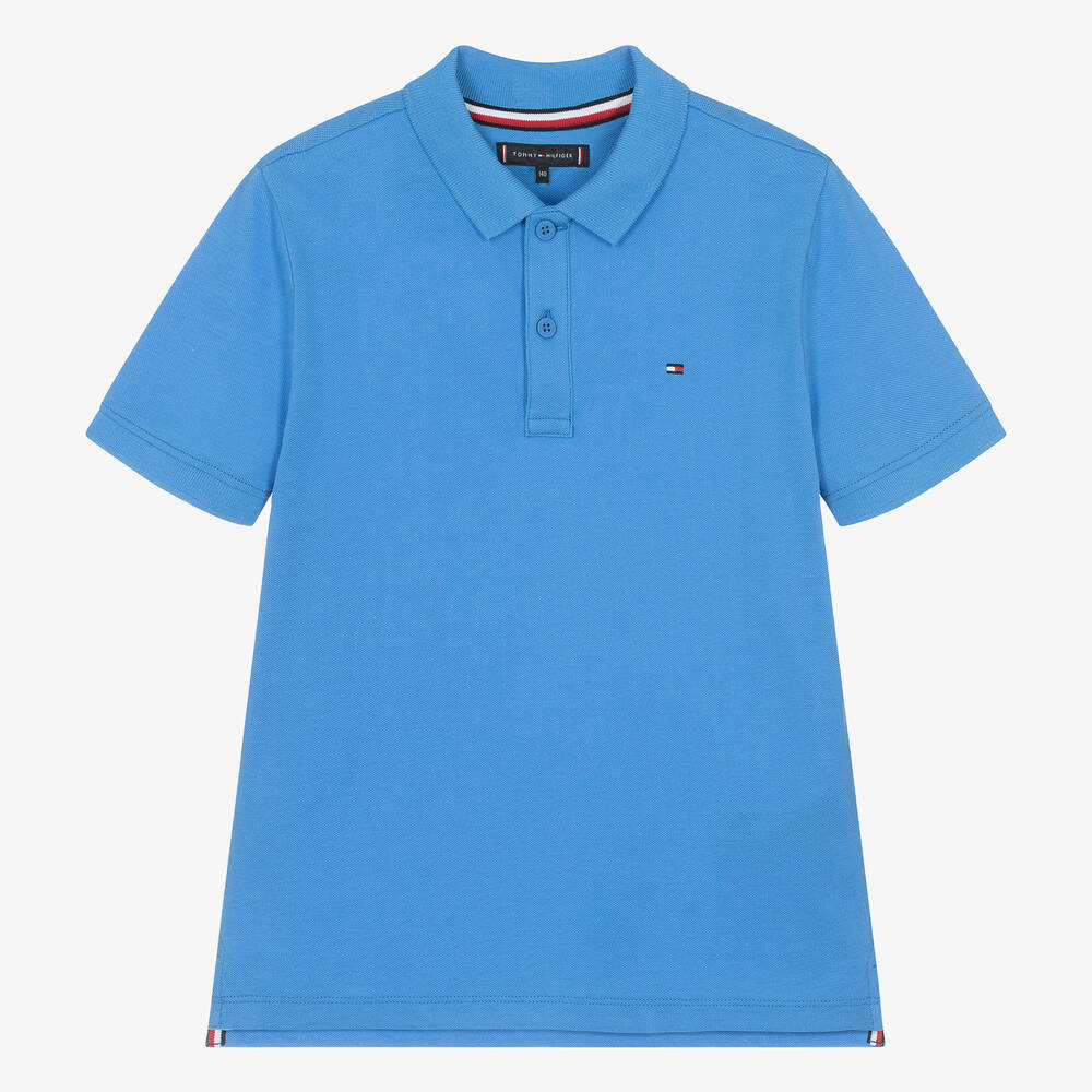 Tommy Hilfiger - Teen Boys Blue Cotton Polo Shirt | Childrensalon