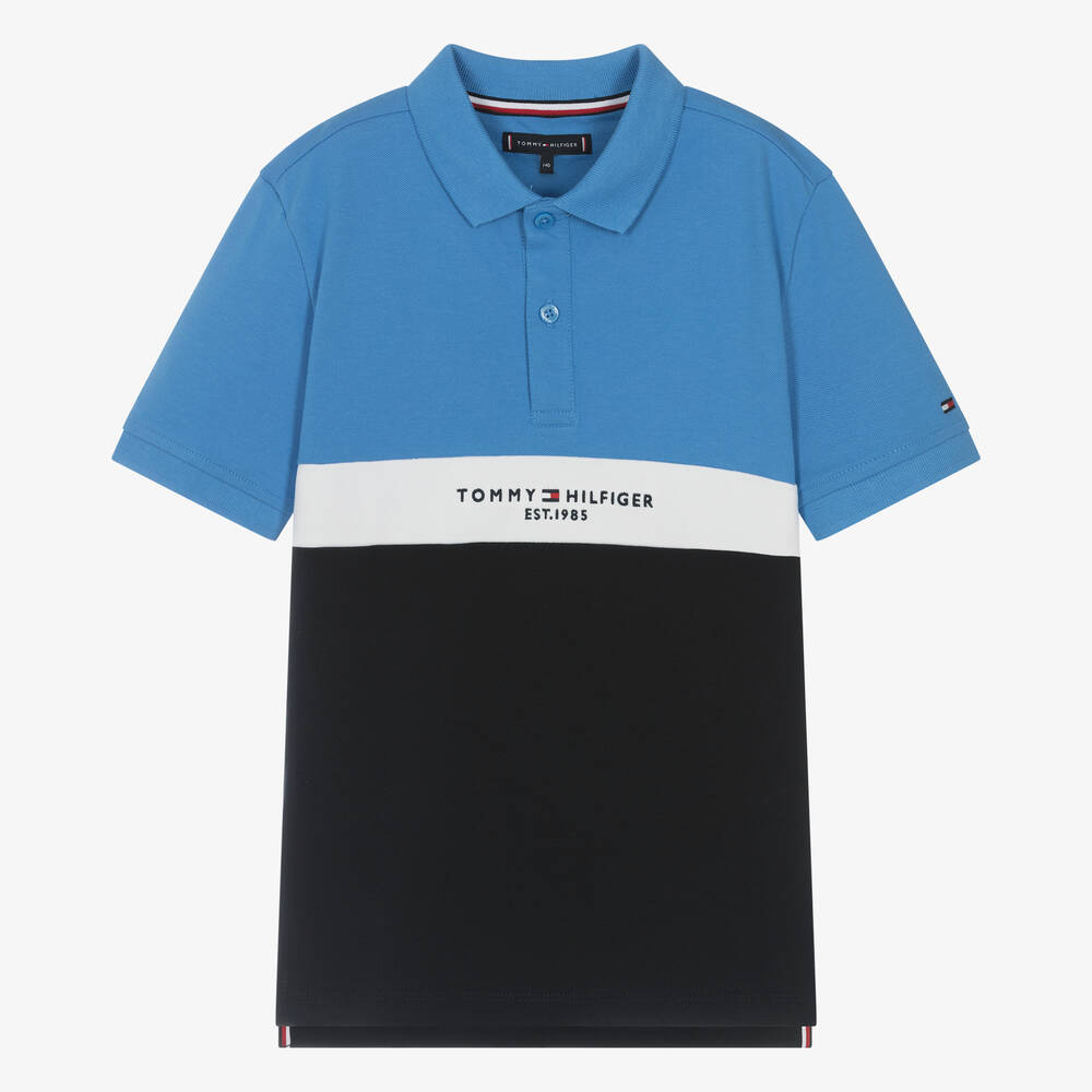 Tommy Hilfiger - Teen Boys Blue Cotton Polo Shirt | Childrensalon