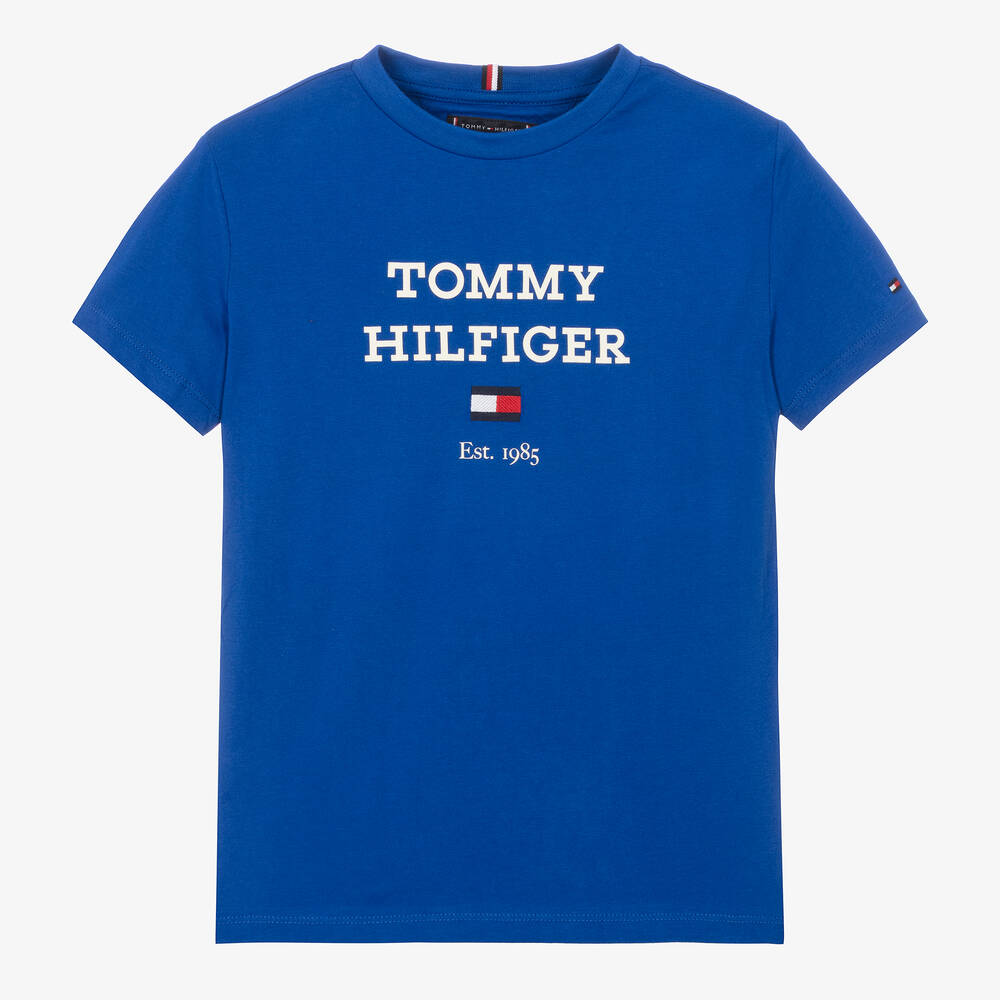 Tommy Hilfiger - Синяя хлопковая футболка для мальчиков-подростков | Childrensalon