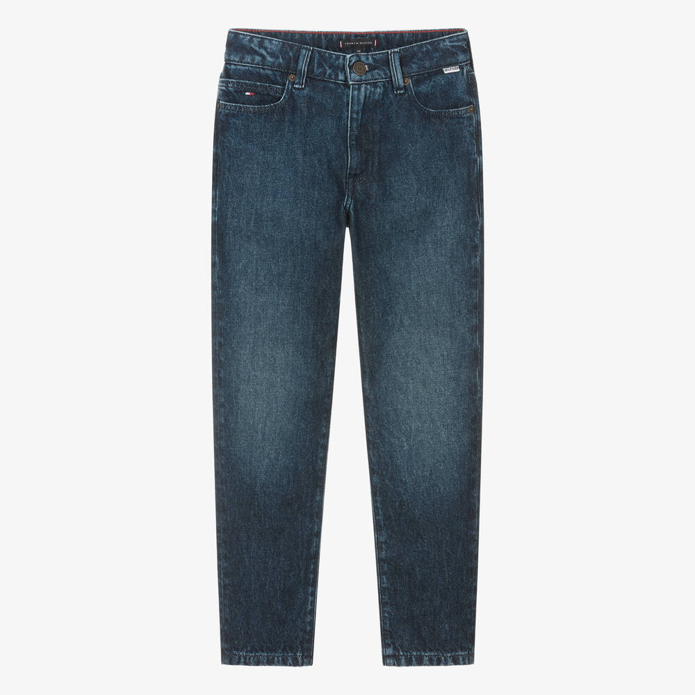 Shop Tommy Hilfiger Teen Boys Blue Denim Straight Leg Jeans