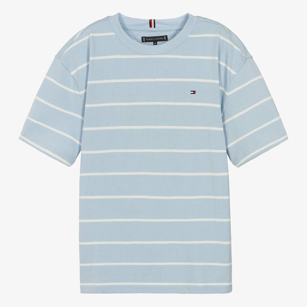 Tommy Hilfiger - Teen Boys Blue Stripe Cotton T-Shirt | Childrensalon