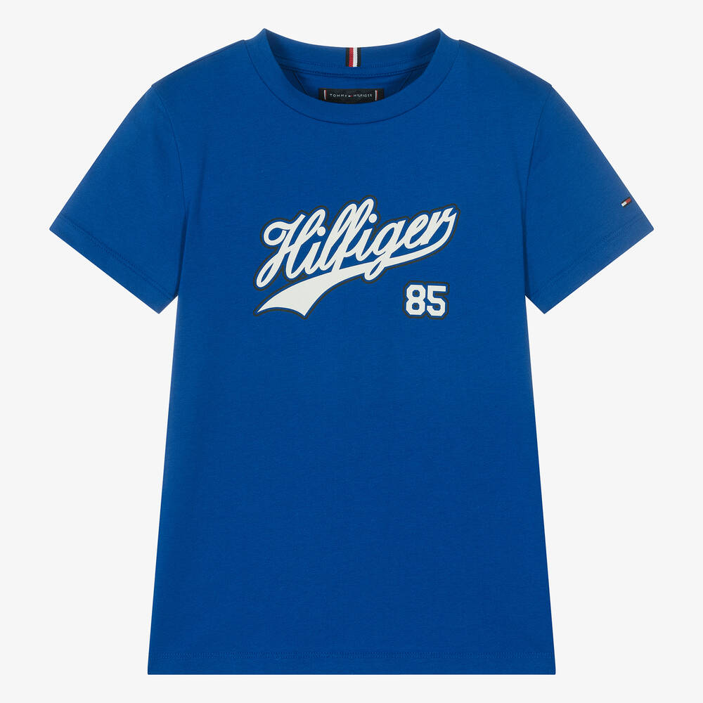 Tommy Hilfiger - Синяя хлопковая футболка для мальчиков-подростков | Childrensalon
