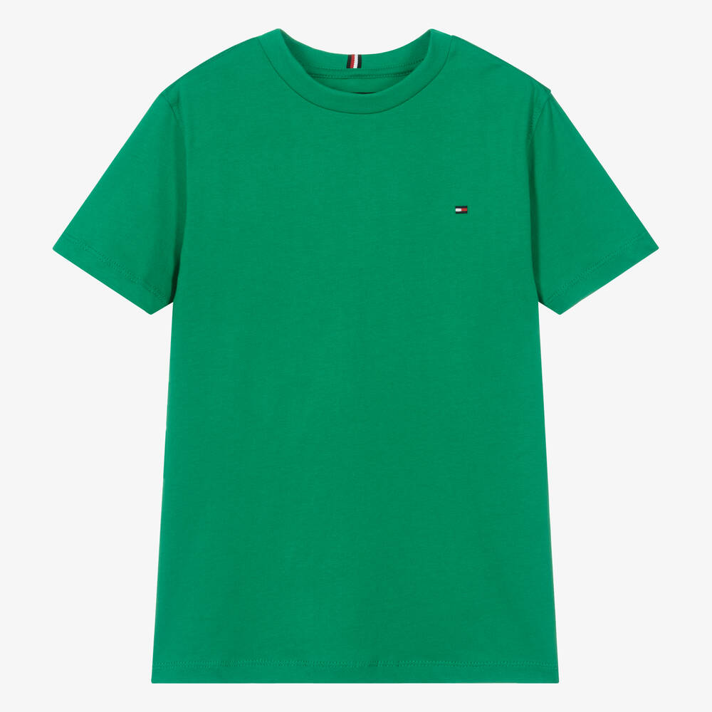 Shop Tommy Hilfiger Teen Boys Green Cotton T-shirt