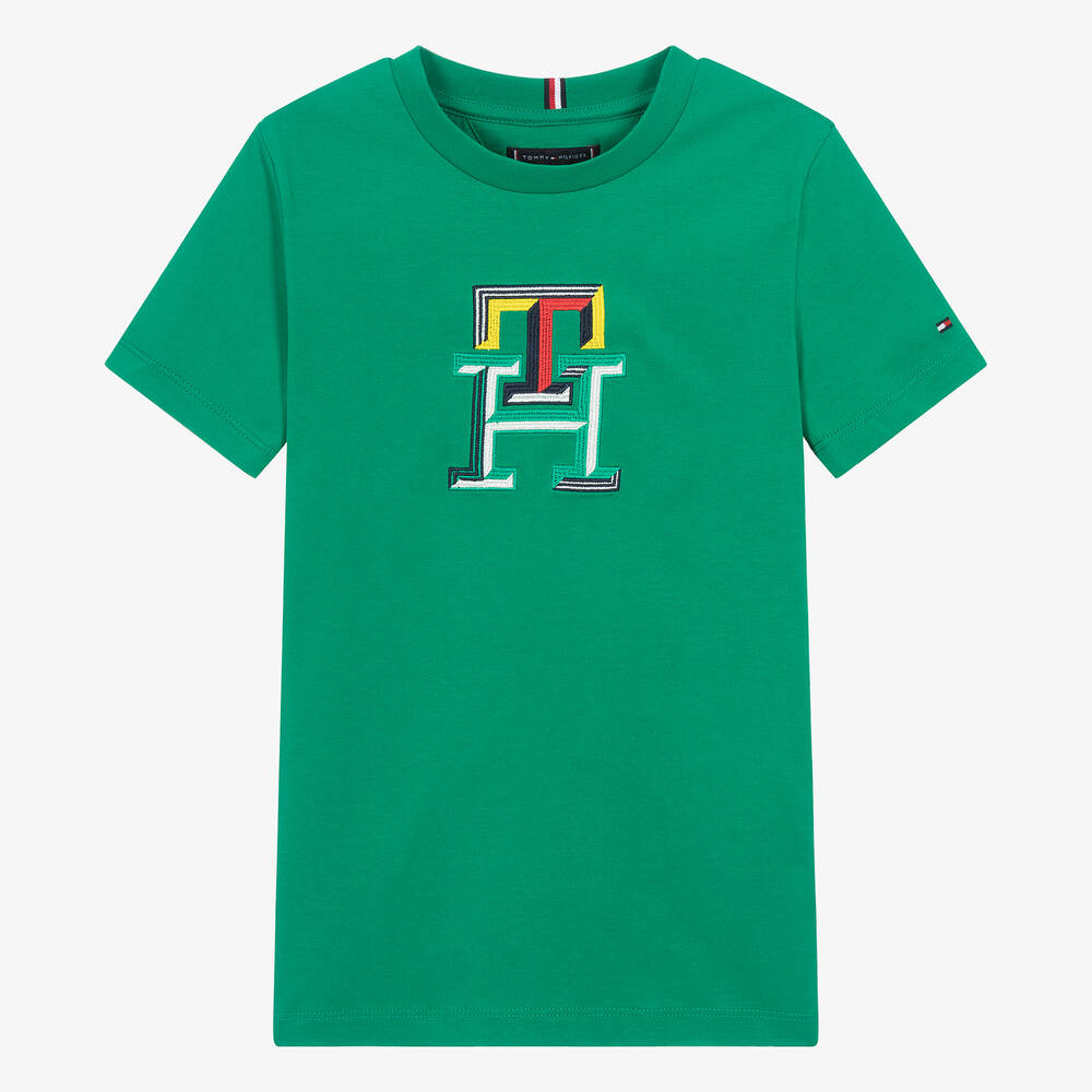 Tommy Hilfiger - Teen Boys Green Monogram Cotton T-Shirt | Childrensalon