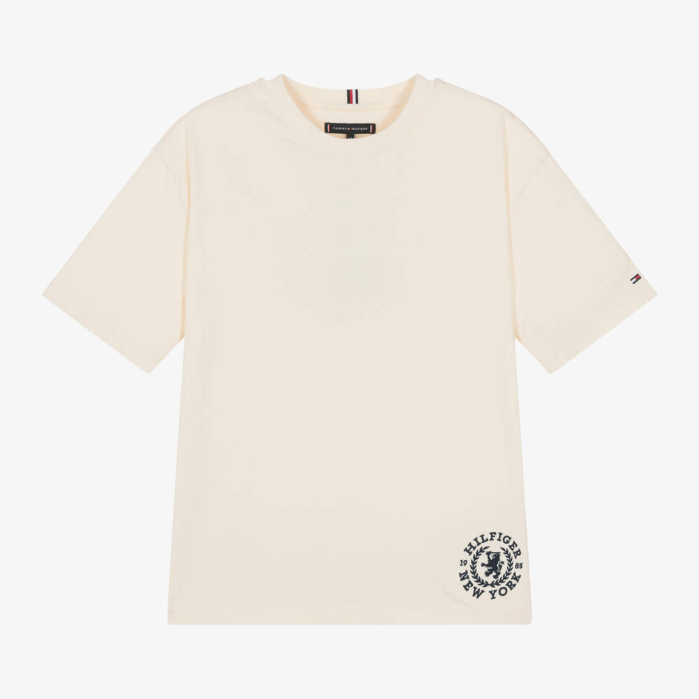 Tommy Hilfiger - T-shirt ivoire en coton ado garçon | Childrensalon
