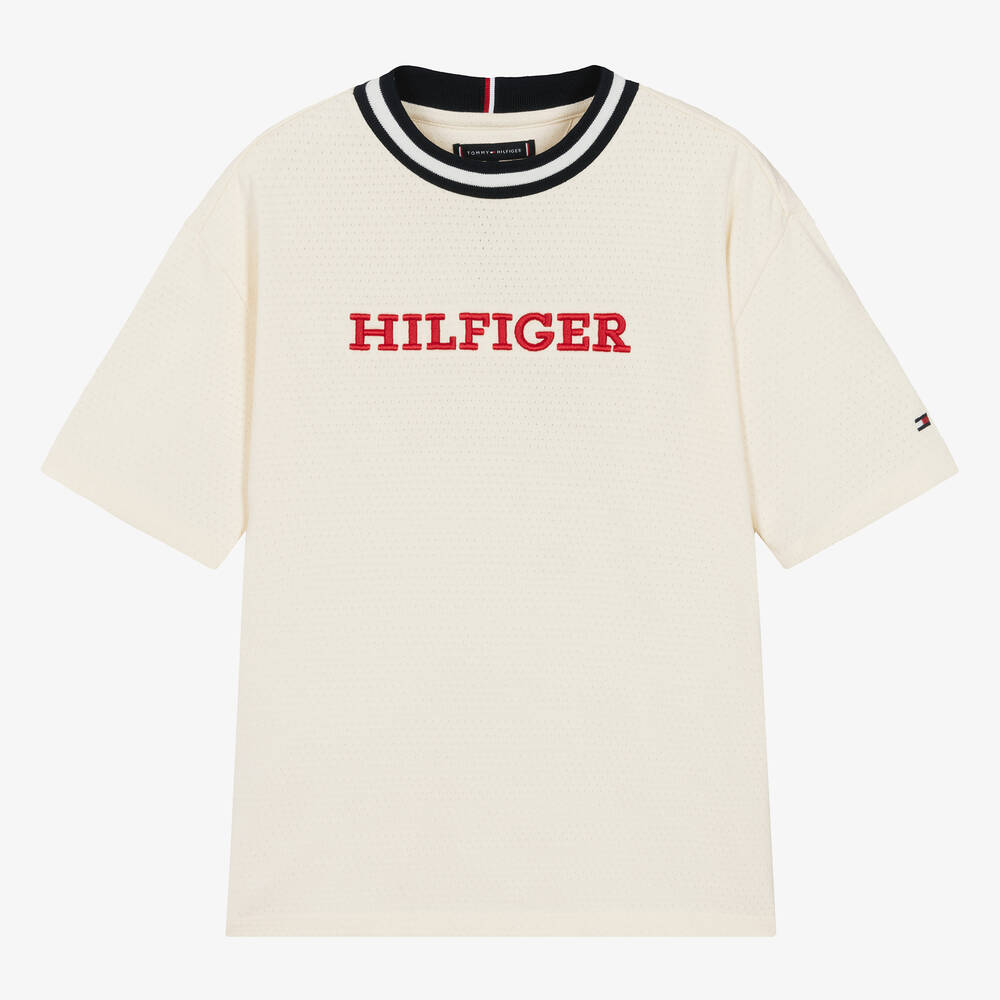 Tommy Hilfiger - Teen Boys Ivory Cotton T-Shirt | Childrensalon