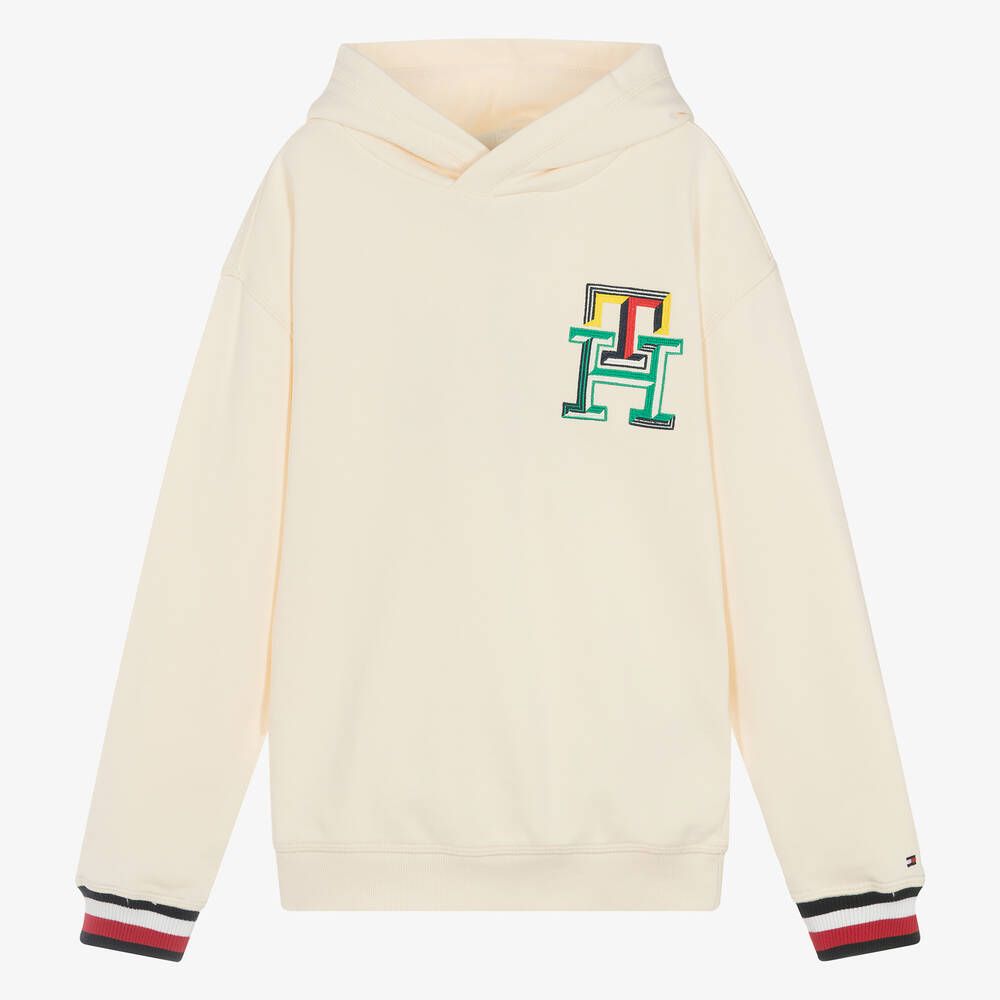 Tommy Hilfiger Teen Boys Ivory Embroidered Hoodie