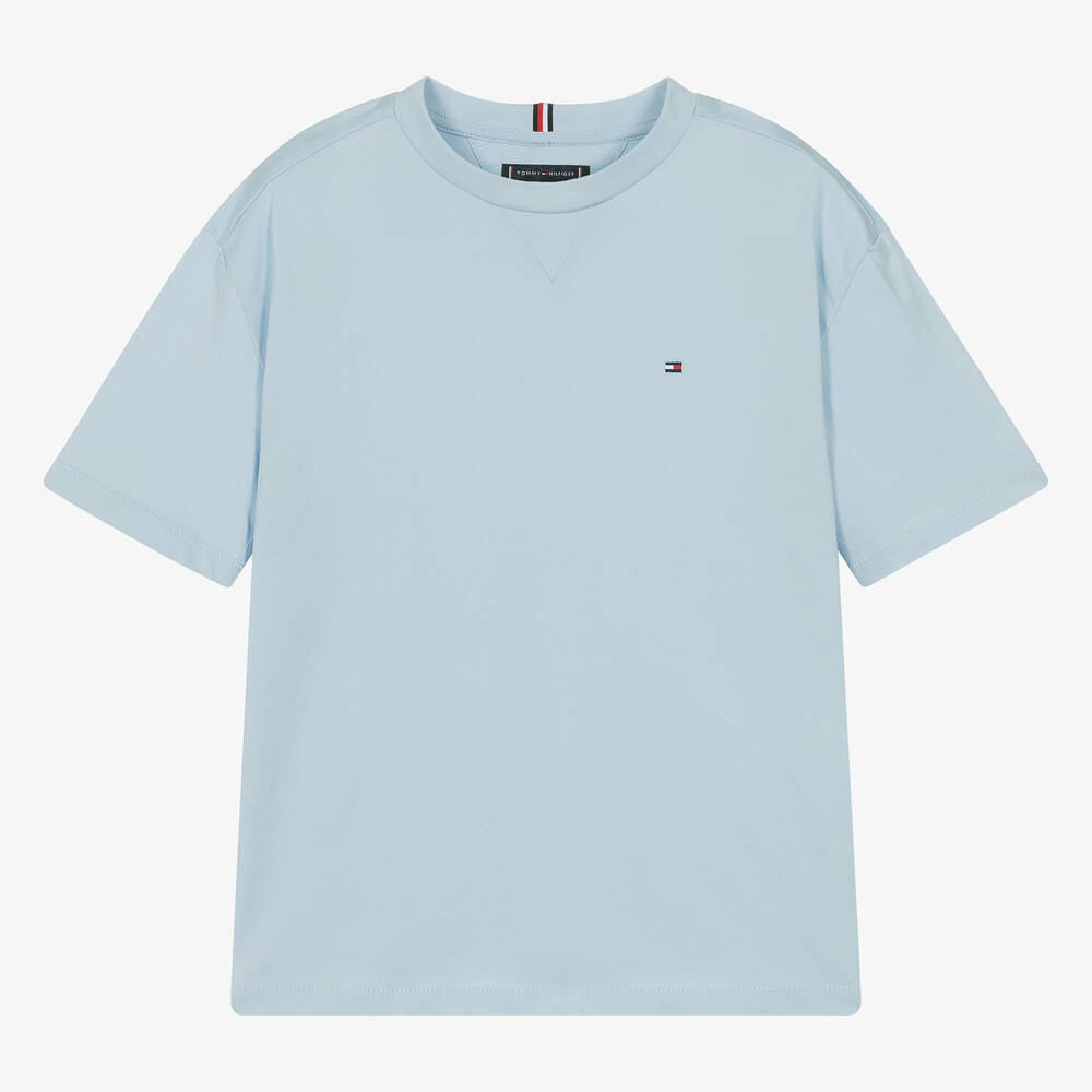 Shop Tommy Hilfiger Teen Boys Light Blue Cotton T-shirt
