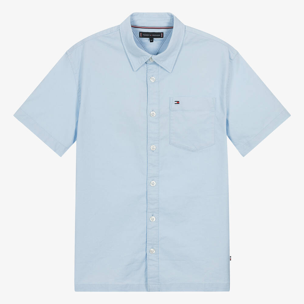 Tommy Hilfiger - Teen Boys Light Blue Oxford Cotton Shirt | Childrensalon