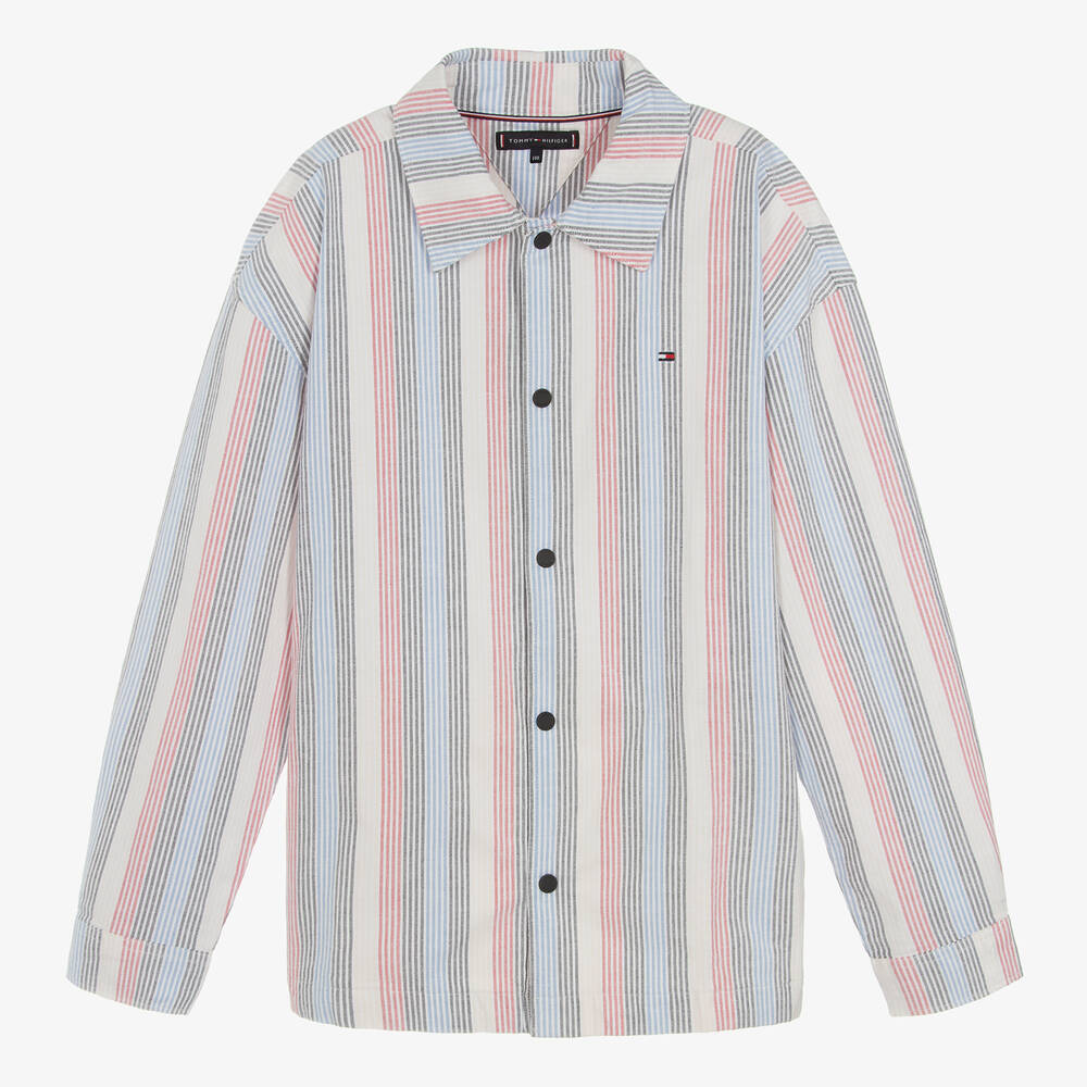Tommy Hilfiger - Teen Boys Multi-Stripe Oxford Cotton Shirt | Childrensalon