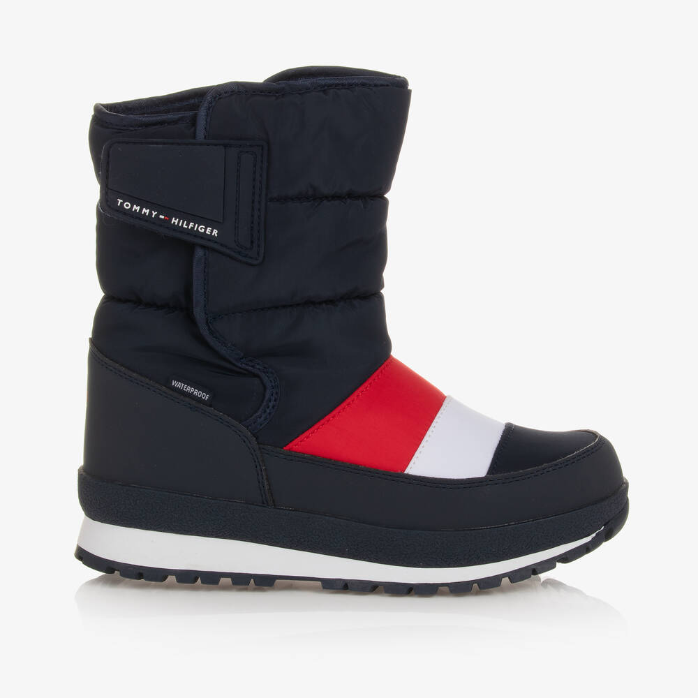 Tommy Hilfiger Teen Boys Navy Blue & Red Snow Boots