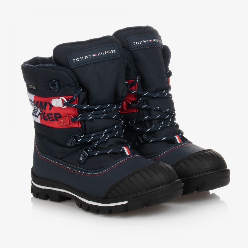Tommy Hilfiger Teen Boys Navy Blue Snow Boots In Black