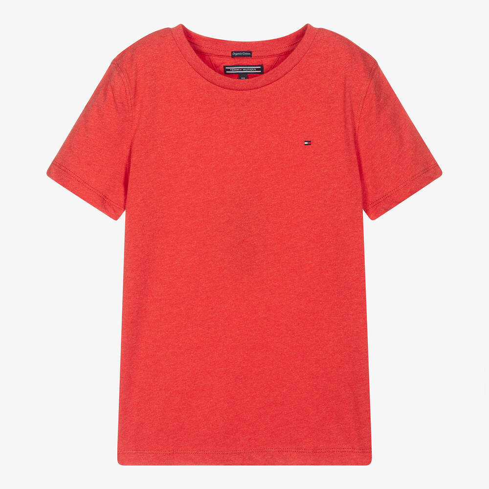 Tommy Hilfiger - Teen Boys Red Cotton Flag Logo T-Shirt | Childrensalon