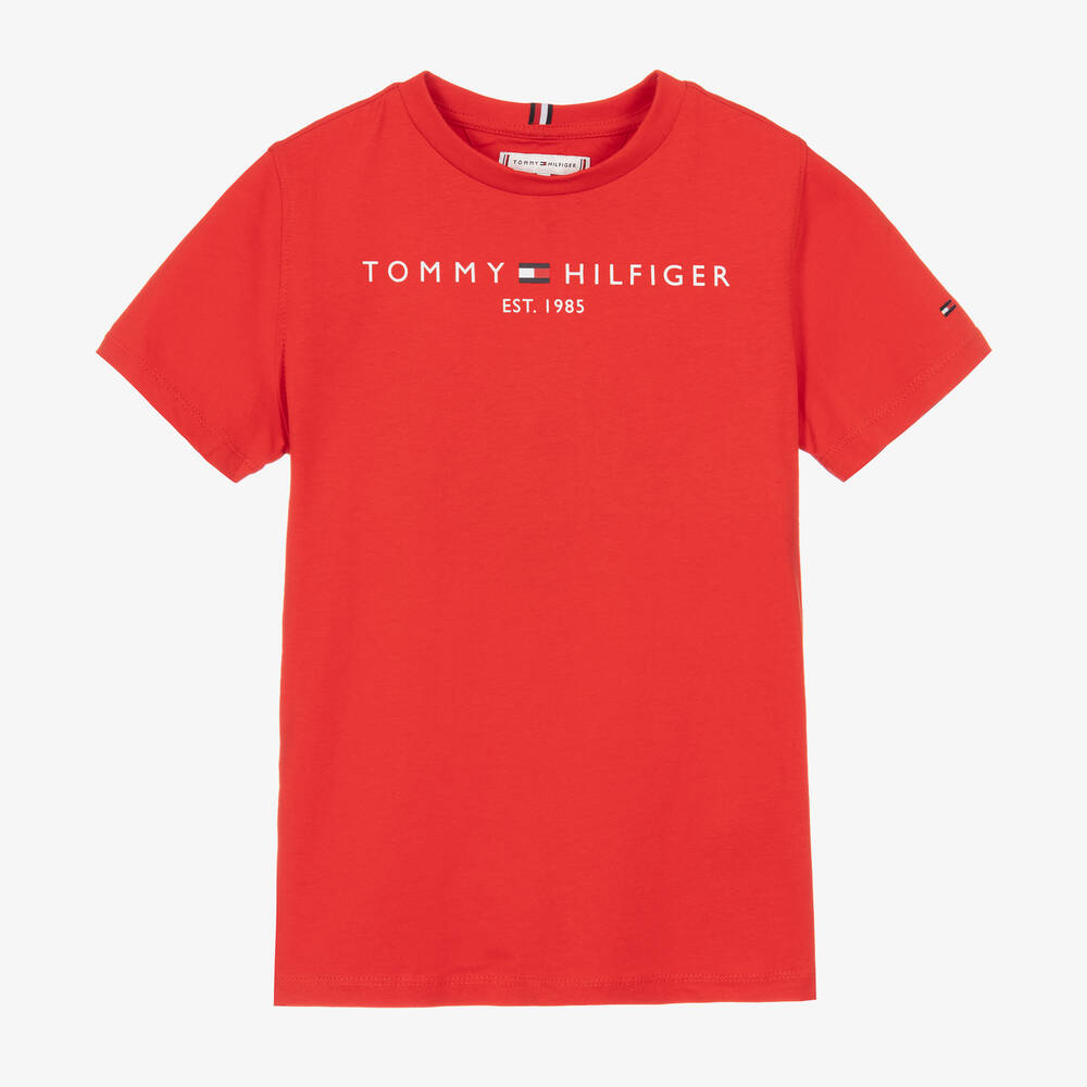 Tommy Hilfiger - Teen Boys Red Cotton Logo T-Shirt | Childrensalon