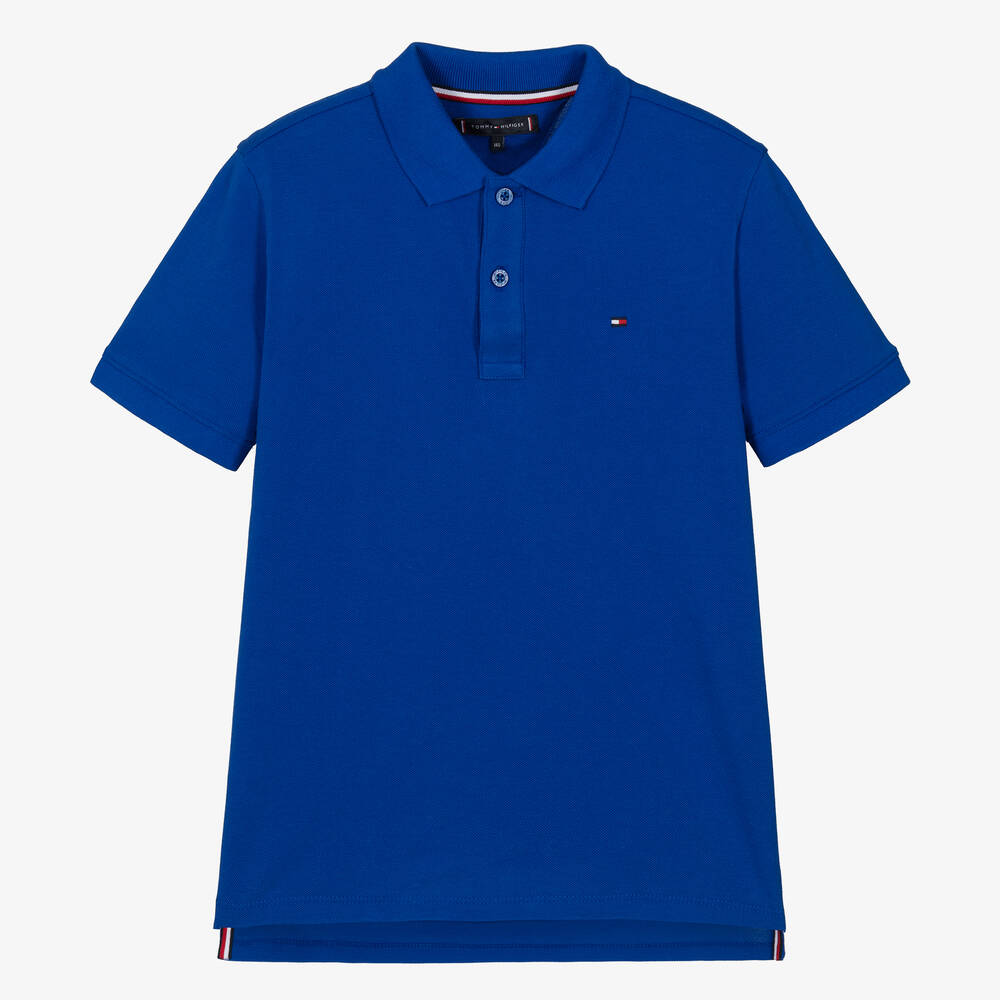 Tommy Hilfiger - Синяя рубашка поло из хлопка для подростков | Childrensalon