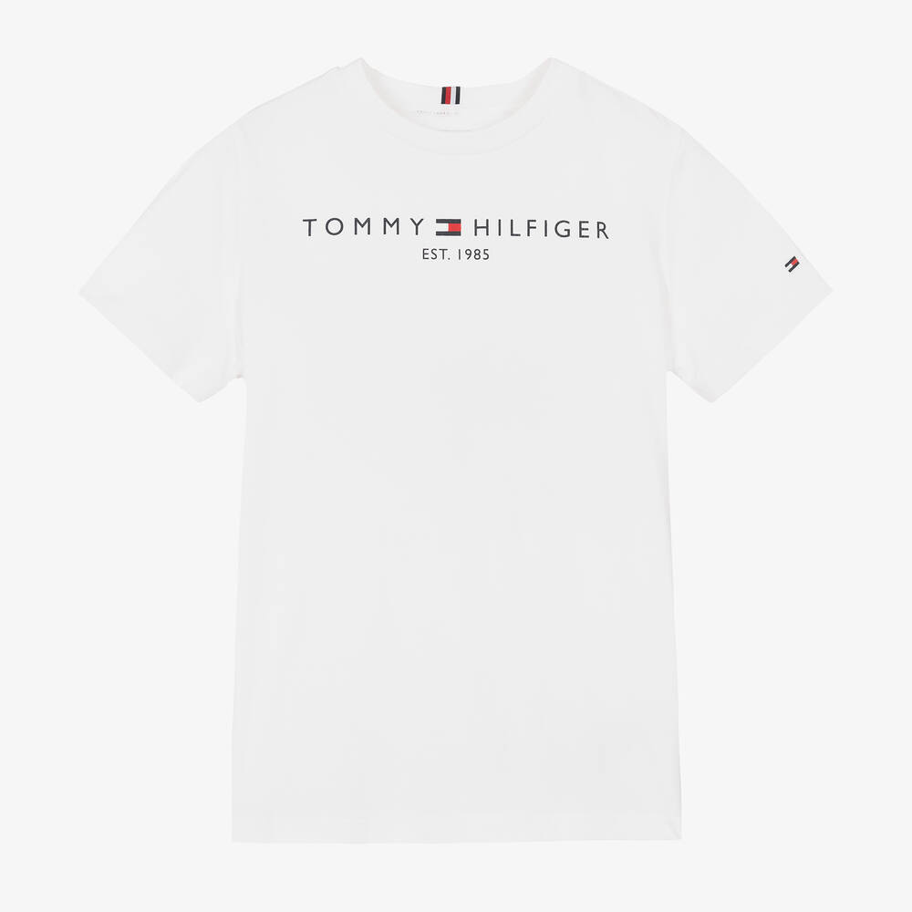 Tommy Hilfiger - Белая хлопковая футболка для мальчиков-подростков | Childrensalon