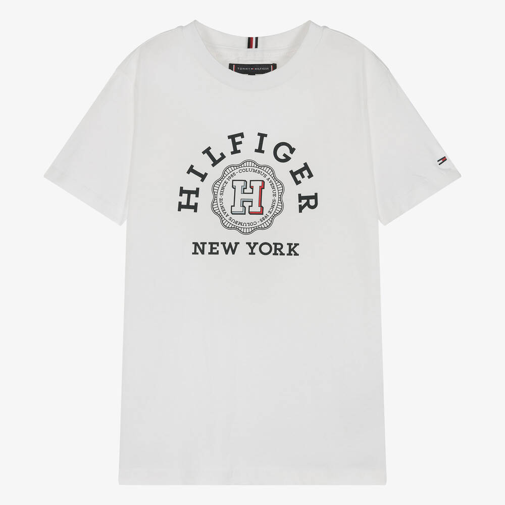 Tommy Hilfiger - Teen Boys White Cotton Monotype Logo T-Shirt ...