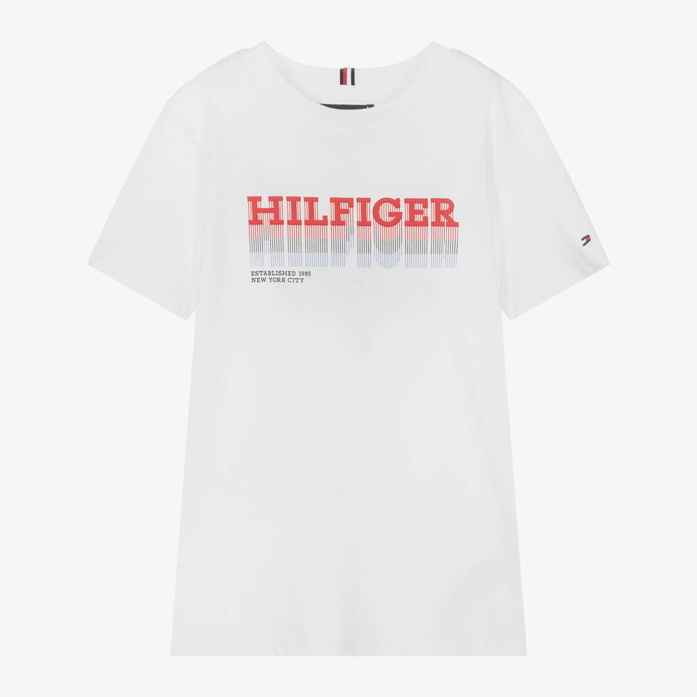 Tommy Hilfiger - Teen Boys White Cotton Monotype T-Shirt | Childrensalon